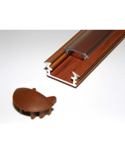 P1 LED profile, 1m / 1000mm recessed aluminium extrusion, wood palisander effect, plus diffuser P1 LED profile, 1m / 1000mm recessed aluminium extrusion, wood palisander effect, plus diffuser