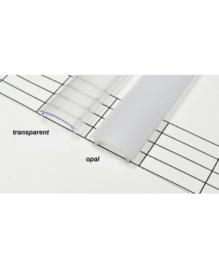 Sample of P2 LED profile surface extrusion, raw aluminium, with diffuser Sample of P2 LED profile surface extrusion, raw aluminium, with diffuser