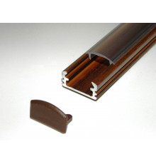P2 LED profile 2.5m / 2500mm surface aluminium extrusion, wood wenge effect, with diffuser