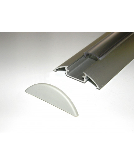Sample of P4 LED profile surface extrusion, anodized aluminium, silver, plus diffuser Sample of P4 LED profile surface extrusion, anodized aluminium, silver, plus diffuser