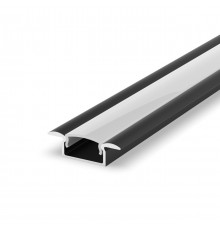 Sample of E1 recessed black LED aluminium extrusion with diffuser