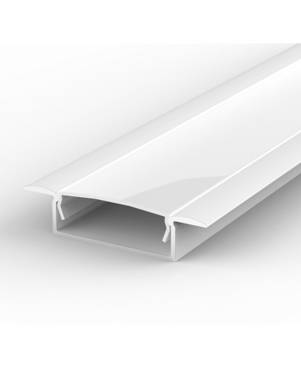 Sample of recessed LED aluminium channel, white, extrusion EW1 30mm x 9mm with diffuser Sample of recessed LED aluminium channel, white, extrusion EW1 30mm x 9mm with diffuser