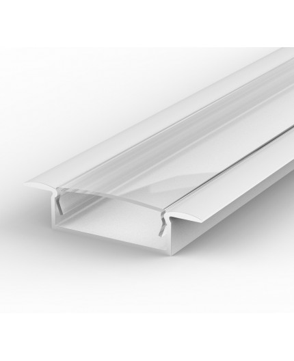 Sample of recessed LED aluminium channel, white, extrusion EW1 30mm x 9mm with diffuser Sample of recessed LED aluminium channel, white, extrusion EW1 30mm x 9mm with diffuser