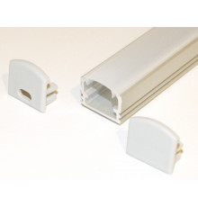 PH2 LED profile 1m / 1000mm surface high extrusion, anodized aluminium, silver, with opal diffuser