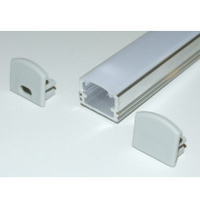 PH2 LED profile 1m / 1000mm surface high extrusion, raw aluminium, with opal diffuser