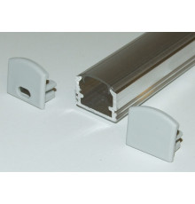 PH2 LED profile 1m / 1000mm surface high extrusion, raw aluminium, with transparent diffuser