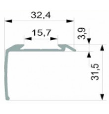 Sample of Bus2 profile step extrusion, anodized aluminium, silver, with rubber insert Sample of Bus2 profile step extrusion, anodized aluminium, silver, with rubber insert