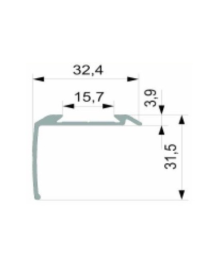 Sample of Bus2 profile step extrusion, anodized aluminium, silver, with rubber insert Sample of Bus2 profile step extrusion, anodized aluminium, silver, with rubber insert