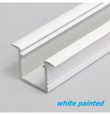 1m / 1000mm recessed T1 aluminium LED profile, 12mm x 11.2mm, set with milky cover
