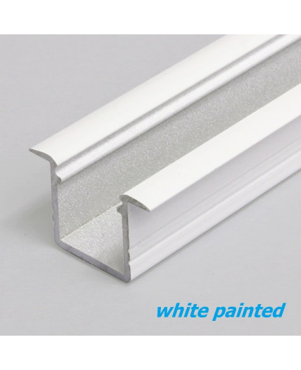 1m / 1000mm recessed T1 aluminium LED profile, 12mm x 11.2mm, set with milky cover