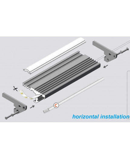 Aluminium LED profile S1 STEP, silver anodized, 1000mm/1m Aluminium LED profile S1 STEP, silver anodized, 1000mm/1m