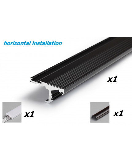 Aluminium LED profile S1 STEP edge, black anodized, 1000mm / 1m Aluminium LED profile S1 STEP edge, black anodized, 1000mm / 1m