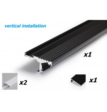 Aluminium LED profile S1 STEP edge, black anodized, 1000mm / 1m Aluminium LED profile S1 STEP edge, black anodized, 1000mm / 1m