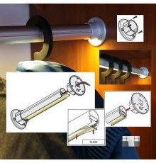 1m / 1000mm W1 Oval Wardrobe Clothes Hanging Rail - Aluminium Silver Anodised, with cover for LED strips and two end holders