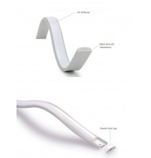 Sample of O2 bendable / flexible aluminium LED profile, easy to bend (no tooling required) Sample of O2 bendable / flexible aluminium LED profile, easy to bend (no tooling required)