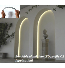 Sample of O2 bendable / flexible aluminium LED profile, easy to bend (no tooling required) Sample of O2 bendable / flexible aluminium LED profile, easy to bend (no tooling required)