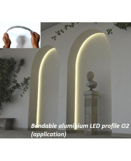Sample of O2 bendable / flexible aluminium LED profile, easy to bend (no tooling required) Sample of O2 bendable / flexible aluminium LED profile, easy to bend (no tooling required)