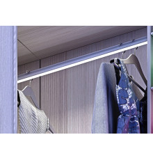 2m W2, Chrome Look, Round Wardrobe Clothes Hanging Rail, LED profile, set with cover and two end holders 2m W2, Chrome Look, Round Wardrobe Clothes Hanging Rail, LED profile, set with cover and two end holders