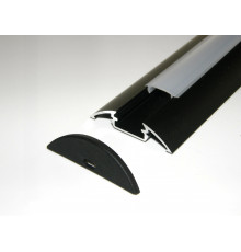 P4 LED profile 1m / 1000mm surface extrusion, anodized aluminium, black, plus diffuser