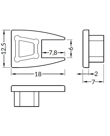 1m glass 6mm LED profile G1, anodized 1m glass 6mm LED profile G1, anodized