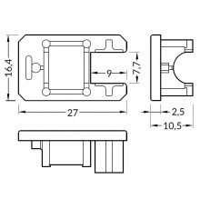 1m glass 8mm LED profile G2, anodized 1m glass 8mm LED profile G2, anodized