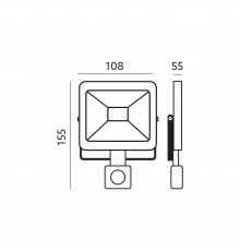 LED floodlight MHC with motion sensor 10W black, warm white 3000K LED floodlight MHC with motion sensor 10W black, warm white 3000K