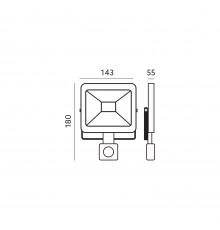 LED floodlight MHC with motion sensor 20W, black, warm white 3000K LED floodlight MHC with motion sensor 20W, black, warm white 3000K
