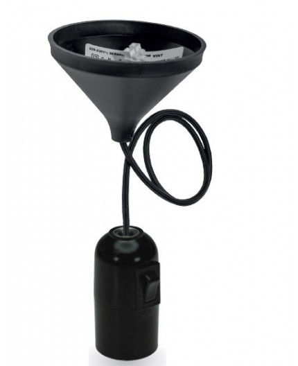 Vintage pendant lamp, bakelite bulb holder E27 with rocker switch, IP20, black Vintage pendant lamp, bakelite bulb holder E27 with rocker switch, IP20, black