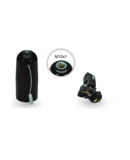 Vintage pendant lamp, bakelite bulb holder E27 with pull cord switch, IP20, black Vintage pendant lamp, bakelite bulb holder E27 with pull cord switch, IP20, black