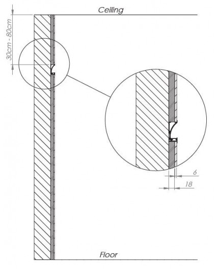 Sample of EA1 silver Asymmetric Alu-Wall LED Profile with difuser Sample of EA1 silver Asymmetric Alu-Wall LED Profile with difuser