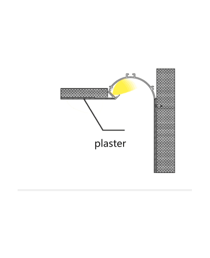 Sample of Plaster-in LED profile APA1 for ceiling and drywall, set with opal cover Sample of Plaster-in LED profile APA1 for ceiling and drywall, set with opal cover