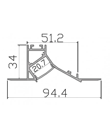2m Plaster-in LED profile DC1 for ceiling and drywall, set with opal cover 2m Plaster-in LED profile DC1 for ceiling and drywall, set with opal cover