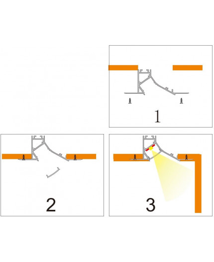 Sample of Plaster-in LED profile DC1 for ceiling and drywall, set with opal cover Sample of Plaster-in LED profile DC1 for ceiling and drywall, set with opal cover