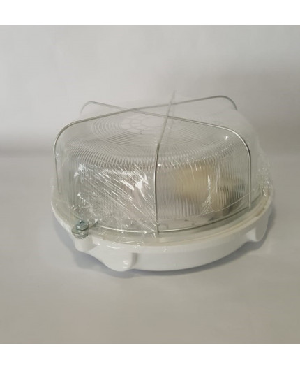 OLIVIA Ceiling / Wall Bulkhead Light Lamp, ES / E27, max.100W, IP54, white bakelite, glass cover, steel cage OLIVIA Ceiling / Wall Bulkhead Light Lamp, ES / E27, max.100W, IP54, white bakelite, glass cover, steel cage