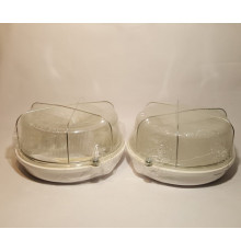 OLIVIA Ceiling / Wall Bulkhead Light Lamp, ES / E27, max.100W, IP54, white bakelite, glass cover, steel cage OLIVIA Ceiling / Wall Bulkhead Light Lamp, ES / E27, max.100W, IP54, white bakelite, glass cover, steel cage