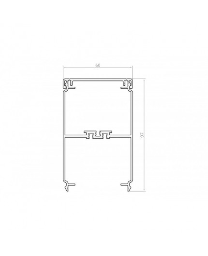 2m / 2000mm LED profile LINE Black, 60mm x 95mm, set with milky cover 2m / 2000mm LED profile LINE Black, 60mm x 95mm, set with milky cover