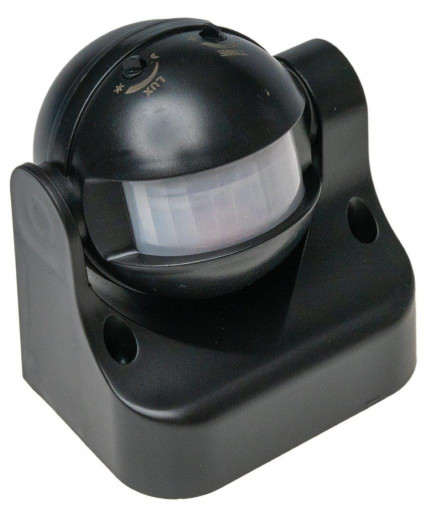 Two range adjustable, PIR motion sensor, black, 180degree, IP44 Two range adjustable, PIR motion sensor, black, 180degree, IP44