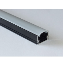 PH2 LED profile 1m / 1000mm surface high extrusion, anodized aluminium, black, with opal diffuser