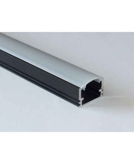 PH2 LED profile 1m / 1000mm surface high extrusion, anodized aluminium, black, with opal diffuser PH2 LED profile 1m / 1000mm surface high extrusion, anodized aluminium, black, with opal diffuser