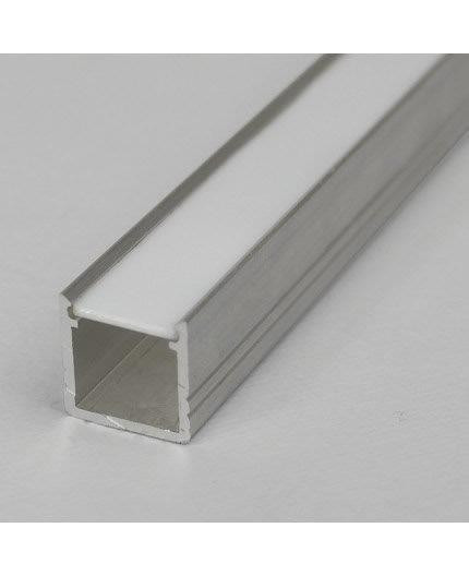 2m T2 LED profile (raw aluminium), 12mm x 12mm, set with cover