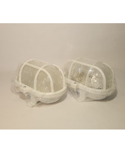 OVAL 60, ES / E27, Bulkhead Light Lamp, IP54, plastic cage, glass cover OVAL 60, ES / E27, Bulkhead Light Lamp, IP54, plastic cage, glass cover