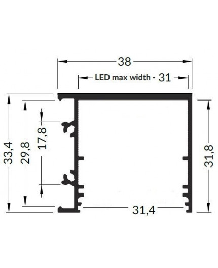 2m TCW2 LED profile (anodized, silver), Wall / Ceiling, set with cover 2m TCW2 LED profile (anodized, silver), Wall / Ceiling, set with cover