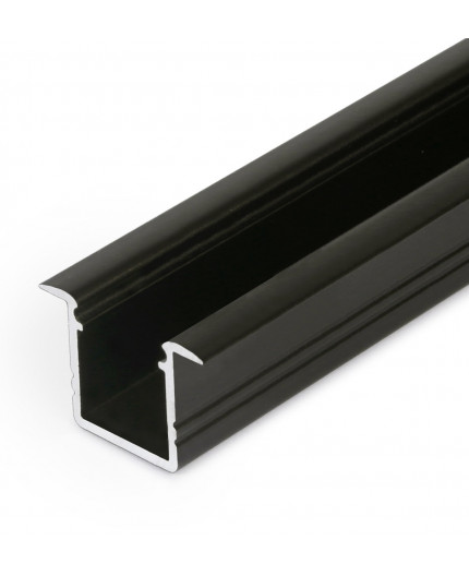 2m recessed T1 LED profile (anodized, black), 12mm x 11.2mm, set with cover 2m recessed T1 LED profile (anodized, black), 12mm x 11.2mm, set with cover
