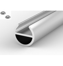 1m/1000mm W2 Round Wardrobe Clothes Hanging Rail, Aluminium, Chrome Look, set with milky cover and two end holders