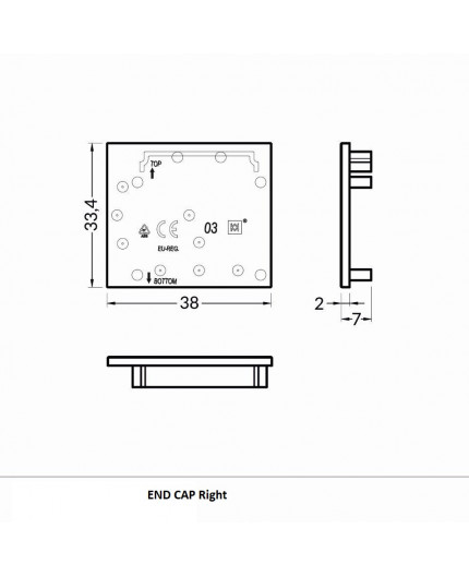 Sample of TCW2 LED profile (anodized, silver), Wall / Ceiling, set with cover Sample of TCW2 LED profile (anodized, silver), Wall / Ceiling, set with cover