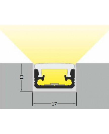 3m TL5 recessed floor LED profile (anodized, silver), set with opal cover 3m TL5 recessed floor LED profile (anodized, silver), set with opal cover