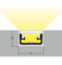 2m TL5 recessed floor LED profile (anodized, silver), set with opal cover 2m TL5 recessed floor LED profile (anodized, silver), set with opal cover