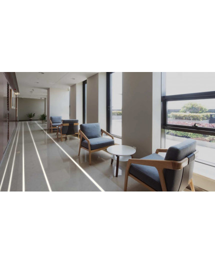 3m TL5 recessed floor LED profile (anodized, silver), set with opal cover 3m TL5 recessed floor LED profile (anodized, silver), set with opal cover