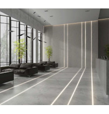 2m TL5 recessed floor LED profile (anodized, silver), set with opal cover 2m TL5 recessed floor LED profile (anodized, silver), set with opal cover