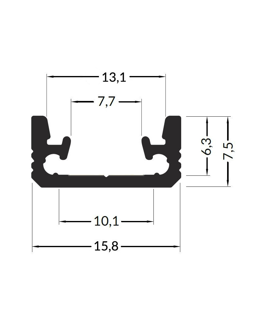 2m TL5 recessed floor LED profile (anodized, silver), set with opal ...